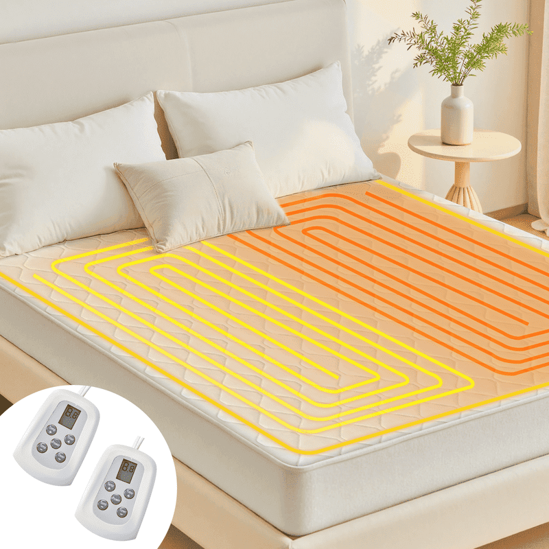 Queen Heated Mattress Pad with 12 Heat Settings - White, 80x60, Machine Washable, Over-Heat Protection