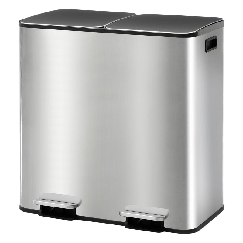 60L Dual Compartment Stainless Steel Trash Can - 80L Dual-Bucket