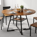 47 Inch Round Dining Table for 4-6 - Farmhouse Style, Rust