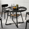 42-Inch Round Dining Table for 4-6 - Farmhouse Style, Black