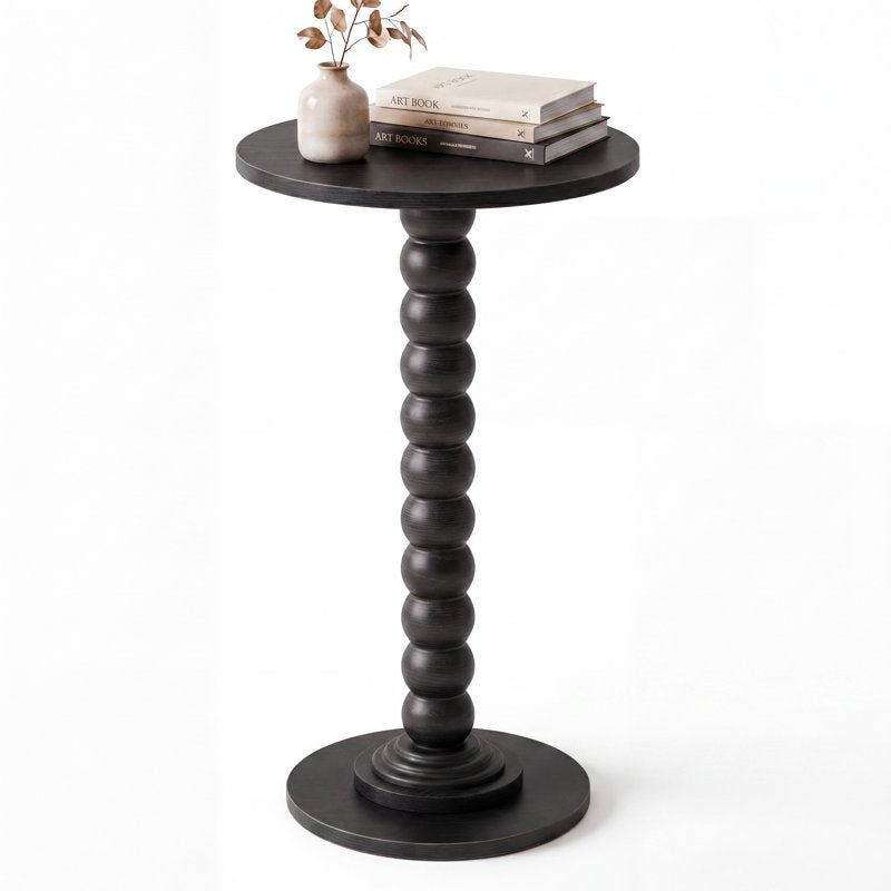 Modern Round Side Table - Accent End Table with Solid Wood Spindle