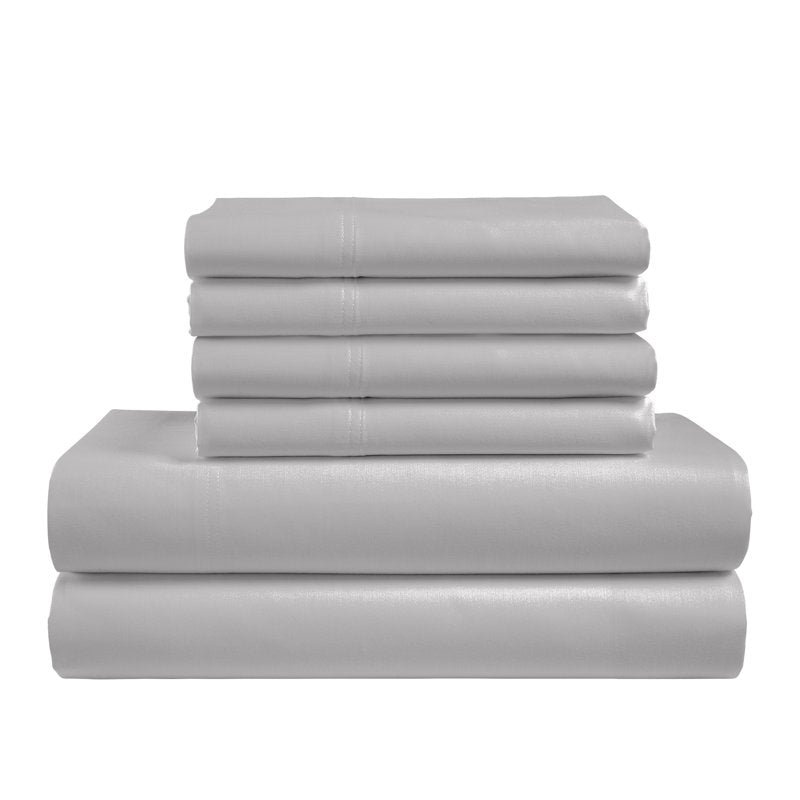 Queen Cotton Rich Bed Sheet Set - 800 Thread Count Silver Color Sense