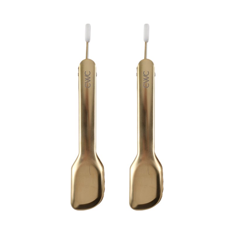 Compact Stainless Steel Mini Food Tongs Set - 2 Count