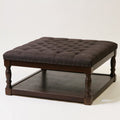 34-Inch Tufted Textile Shelved Ottoman - Brown