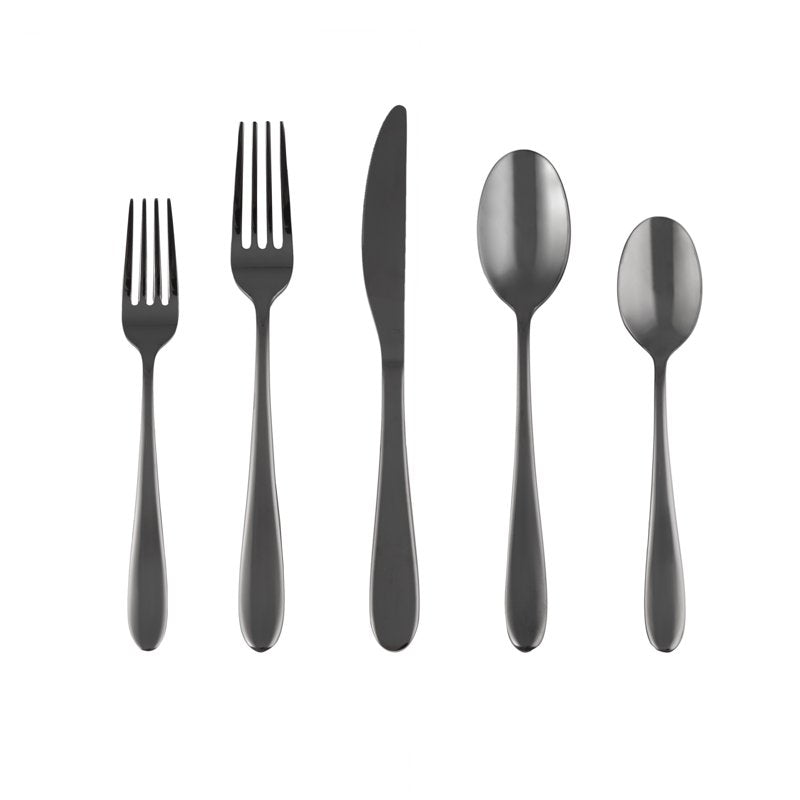 20-Piece Black Mirror Flatware Set - Service for 4