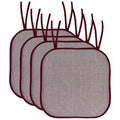 Memory Foam Non-Slip Chair Cushions - 4-Pack Wine/White