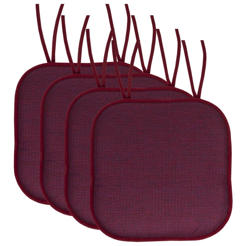Cameron Memory Foam Non-Slip Chair Cushion Pad - 4-Pack, Wine