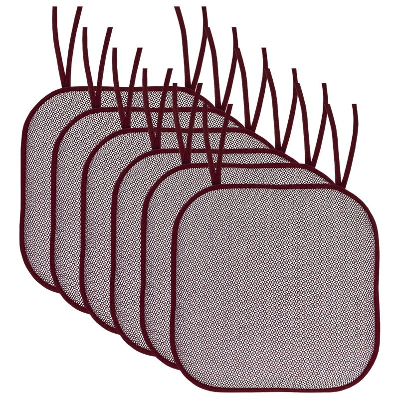 Cameron Memory Foam Chair Cushion Pads - 6-Pack, Wine/White
