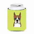 Boxer Checkerboard Lime Can Cooler - Fits 12 Ounce Beverages