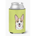 Corgi Can Cooler - Sable Checkerboard Lime - Fits 12 Ounce