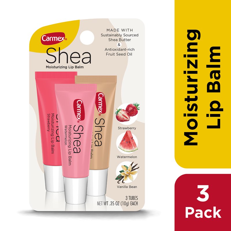 Shea Butter Moisturizing Lip Balm Trio - Strawberry, Watermelon, Vanilla