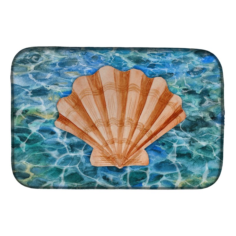 Scallop Shell Dish Drying Mat - 14x21 Inches, Water-Absorbent