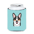 Corgi Can Cooler - Checkerboard Blue - 12 Oz. Beverage Hugger