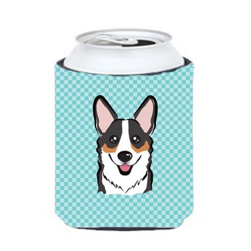 Corgi Can Cooler - Checkerboard Blue - 12 Oz. Beverage Hugger