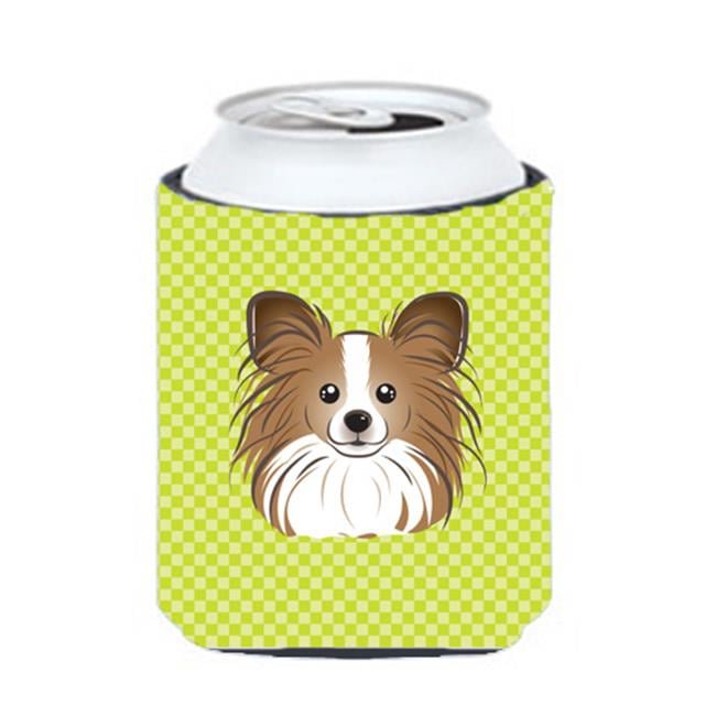 Papillon Checkerboard Lime Can Cooler - Fits 12 oz Beverages