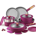 21-Piece Nonstick Cookware Set with Detachable Handle - Purple