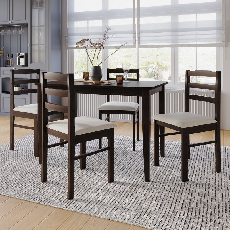 Classic 5-Piece Wood Dining Table Set - HK Wenge