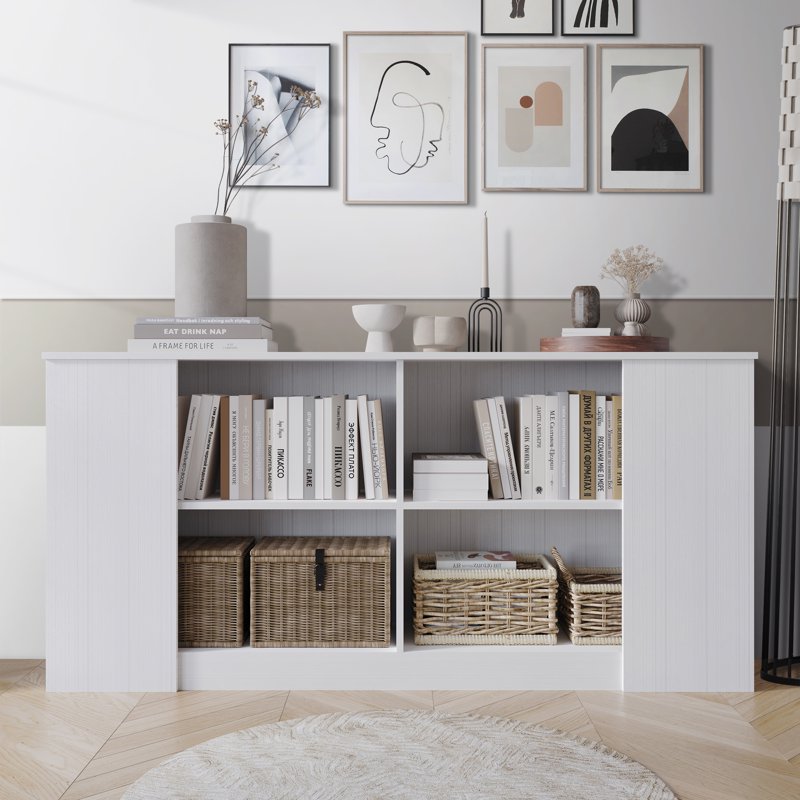 Durable Engineered Wood 4 Shelf Sideboard - White