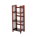 3-Shelf Folding Bookcase - Solid Wood, Walnut Finish, 14" Wide