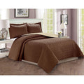 Celine Linen 3-Piece Bedspread Coverlet Quilt Set Full/Queen - Chocolate & Cream