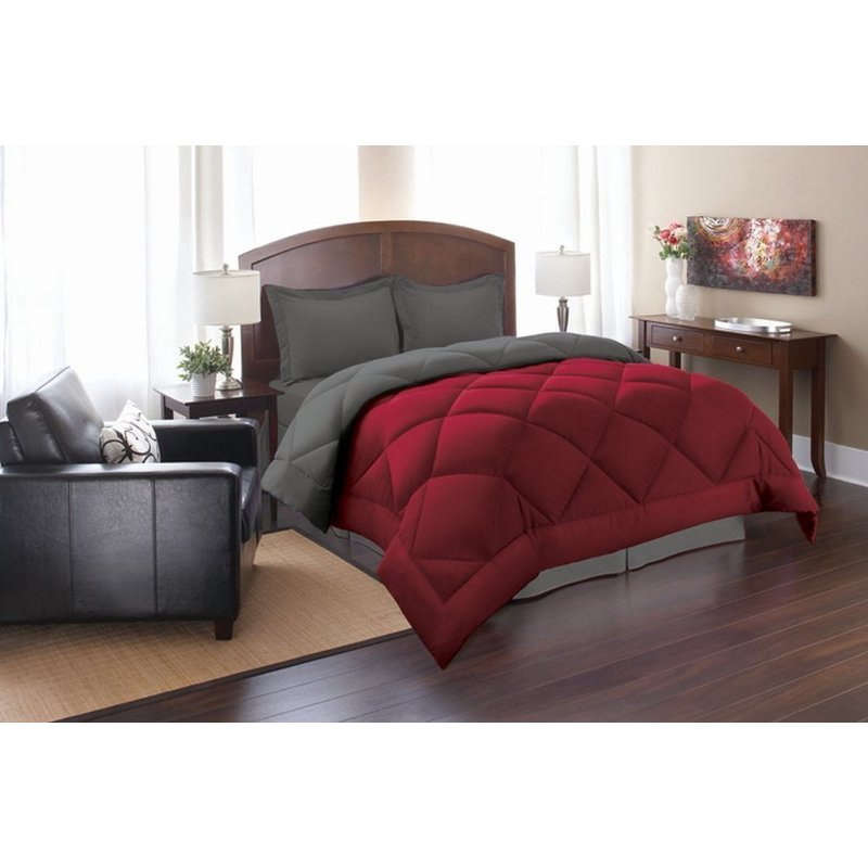 Egyptian Cotton Microfiber Comforter Set King/Cal King - Red & Gray