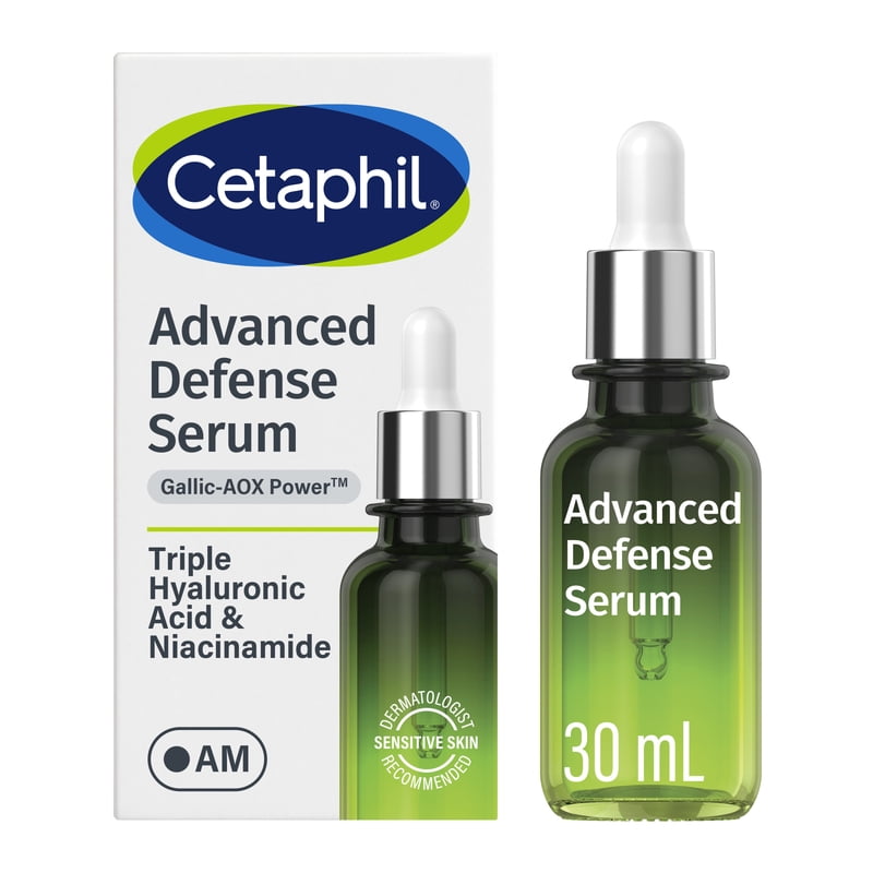Advanced Defense AM Face Serum for Sensitive Skin with Hyaluronic Acid, 1 fl oz