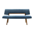 Channell Wood Dining Bench - Walnut Finish with Blue Fabric