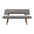 Channell Wood Dining Bench - Walnut Finish with Charcoal Fabric