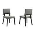 Wood Dining Chair Set of 2 - Black Finish with Charcoal Fabric