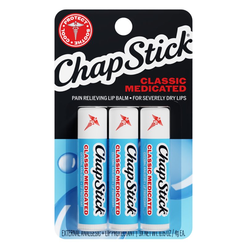 Medicated Lip Balm Treatment for Dry Cracked Lips and Cold Sore Relief - 3 Pack