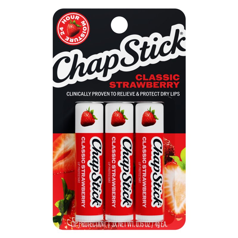 Strawberry Moisturizing Lip Balm - 3 Pack, 24 Hour Hydration Lip Protectant