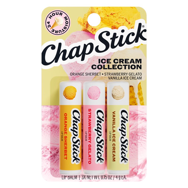 Ice Cream Flavored Lip Balm 3-Pack - Moisturizing Lip Care Set