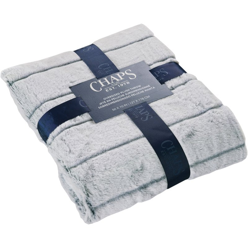 Faux Fur Plush Throw Blanket - Reversible, 50x70 inches, Navy