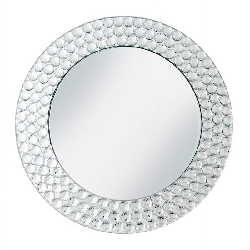 Mirror Charger Plate - 13 Inch Glass Serving Plate with Beads
