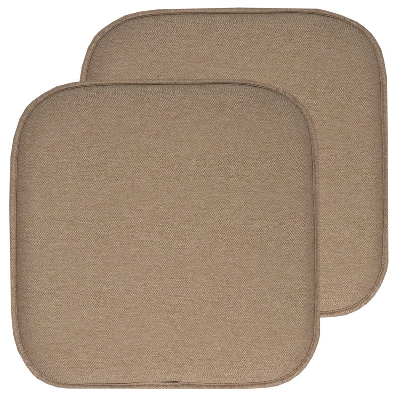 Memory Foam Chair Pads - 2-Pack Taupe Jacquard Cover