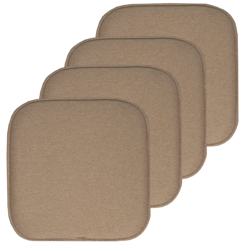 Memory Foam Chair Pads 4-Pack - Charlotte Jacquard Cover, Taupe