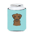 Chocolate Labrador Checkerboard Blue Can Cooler - 12 oz