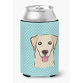 Blue Checkerboard Golden Retriever Can Cooler - 12 oz
