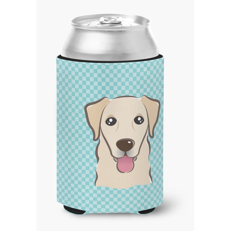 Blue Checkerboard Golden Retriever Can Cooler - 12 oz