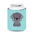 Weimaraner Checkerboard Blue Can Cooler - Fits 12 oz Beverages