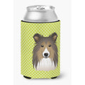 Lime Green Checkerboard Can Cooler - Sheltie Design