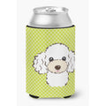 Poodle Can Cooler - Lime Green & White Checkerboard, 12 oz