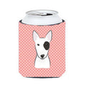 Checkerboard Pink Bull Terrier Can Cooler - 12 oz