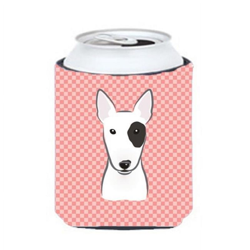Checkerboard Pink Bull Terrier Can Cooler - 12 oz
