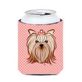 Yorkshire Terrier Can Cooler - Checkerboard Pink - 12 oz