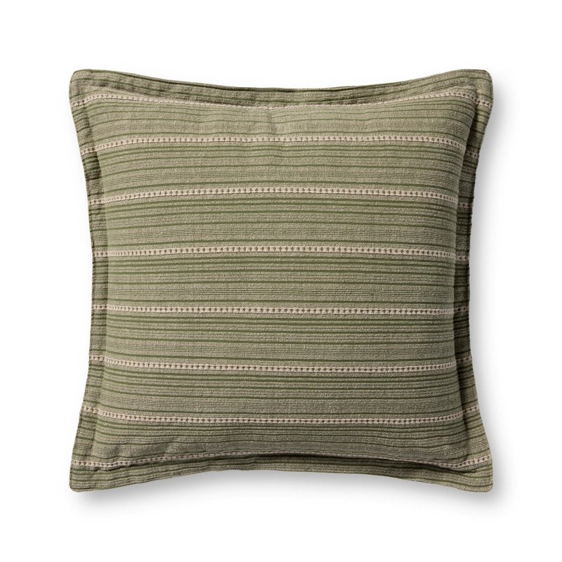 Decorative Throw Pillow - Green and Natural | 22 x 22 Inches - Chris Loves Julia x Loloi