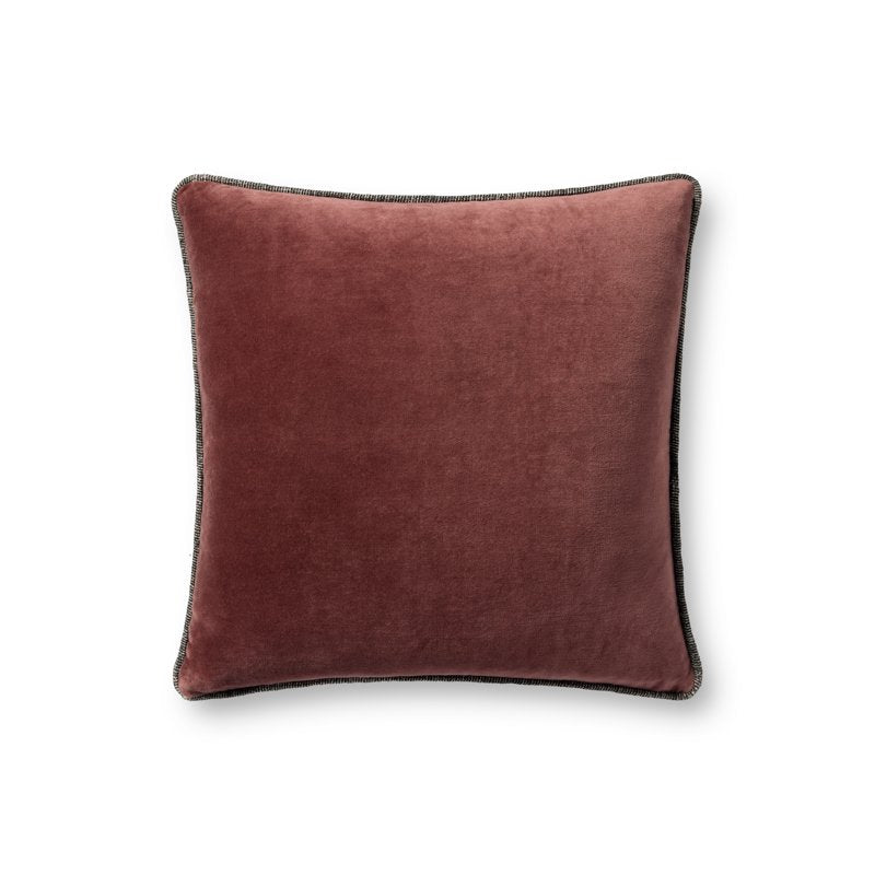 Decorative Throw Pillow - Chris Loves Julia x Loloi Liza Wine 22x22 Inches - Velvet Cushion