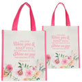 Inspirational Reusable Tote Bag - Bless You and Keep You