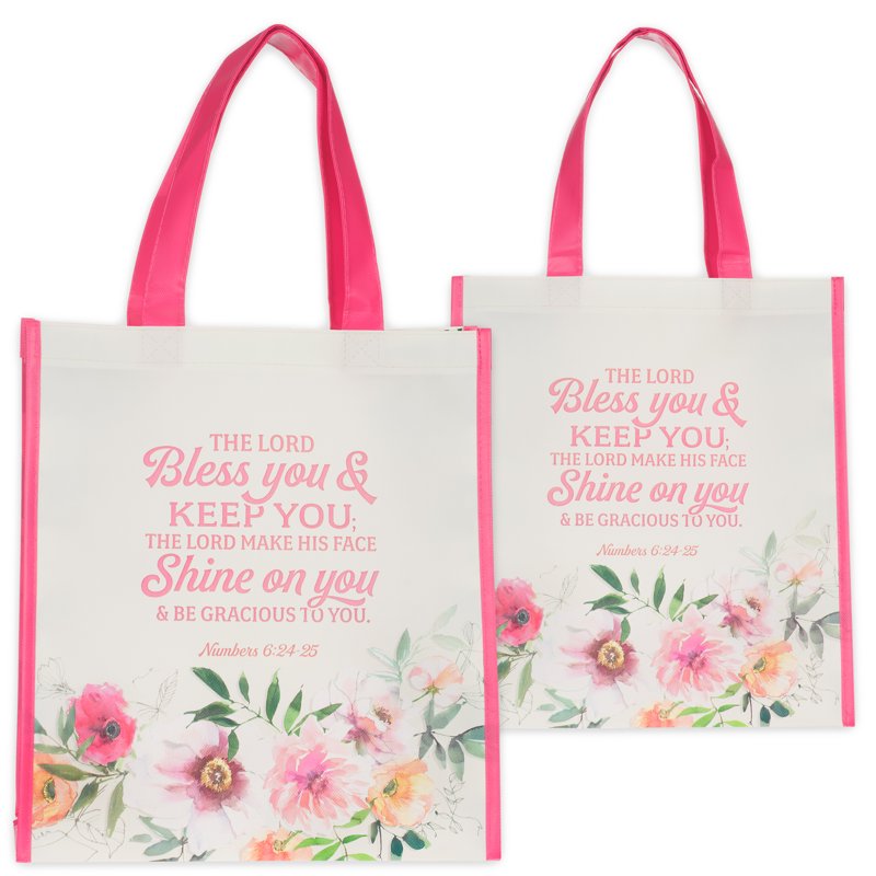 Inspirational Reusable Tote Bag - Bless You and Keep You
