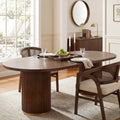 88" Modern Oval Dining Table - Fluted Double Cylinder Base, Walnut